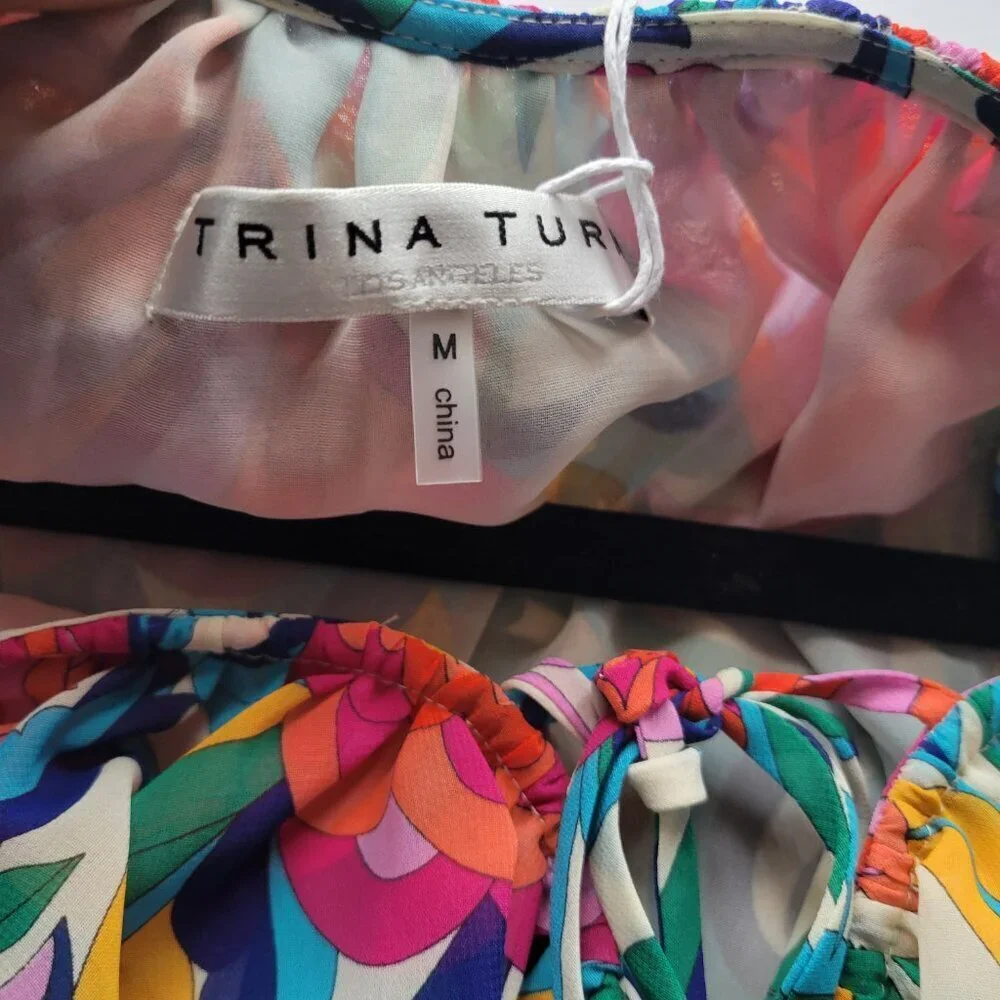 Trina Turk Tanvi Anila Floral Balloon Sleeve Blouse (Size: Medium)